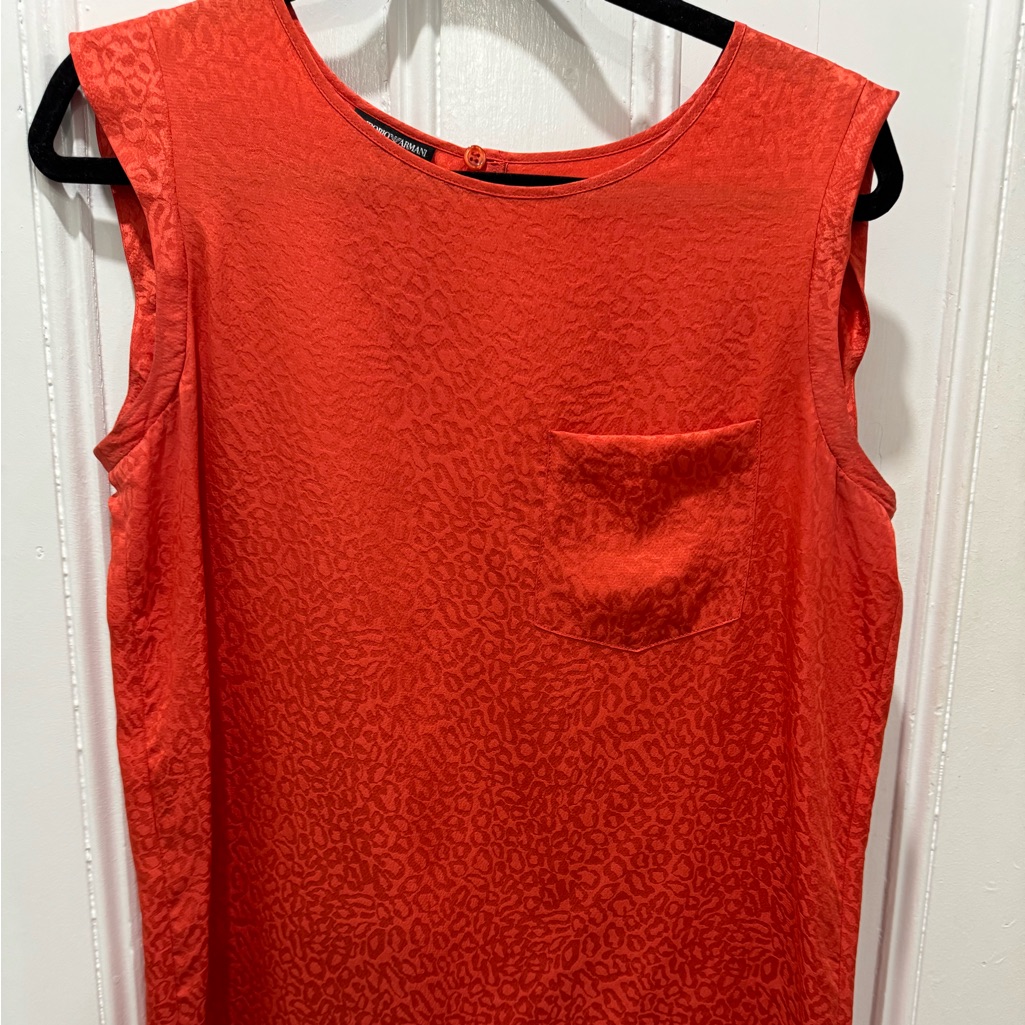 Emporio Armani Orange Short Sleeve Flutter Top